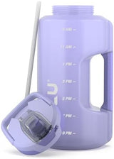 ZULU Goals Large Water Bottle Jug with Time Marker & Handle for All Day Hydration | Silicone Soft Straw with Locking Leak-Proof Lid | For Gym, Camping, Workout, and Outdoors | BPA-Free | 64oz, 128oz