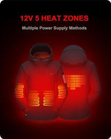 DEWBU Heated Jacket for Women with 12V Battery Pack Winter Outdoor Soft Shell Electric Heating Coat