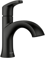 Moen Karis Black Matte One-Handle Single Hole Bathroom Sink Faucet with Optional Deckplate, 84346BL