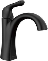 Delta Arvo Matte Black Bathroom Faucet 1 Hole, Single Hole Bathroom Sink Faucet for Vanity, Push-Pop Drain Assembly, Matte Black 15840LF-BL