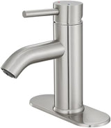 Bathroom Faucet Brushed Nickel One-Handle, Modern one Hole Bathroom Sink Faucet Lavatory Faucet with Deck