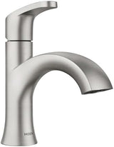 Moen 84346SRN Karis Spot Resist Brushed Nickel One-Handle Single Hole Bathroom Sink Faucet with Optional Deck Plate