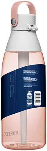 Brita Hard-Sided Plastic Premium Filtering Water Bottle, BPA-Free, Reusable, Replaces 300 Plastic Water Bottles, Filter Lasts 2 Months or 40 Gallons, Includes 1 Filter, Blush - 26 oz.