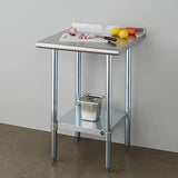ROCKPOINT Stainless Steel Table for Prep & Work with Backsplash 24x24 Inches, NSF Metal Commercial Kitchen Heavy Duty Table with Adjustable Under Shelf and Table Foot for Restaurant, Home and Hotel