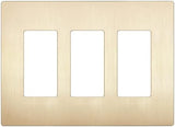 LIDER Brushed Finish Decorator Switch Cover, Screwless Wall Plate, Mid-Size 3-Gang 4.88" x 6.77", Unbreakable Polycarbonate Thermoplastic, UL Listed, LSWP-33M-BGD, Brushed Gold