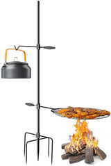 CANDANA Campfire Grill Grate with Keetle Hook Camp Fire Pit Cooking Equipment 360° Rotatable Swivel for Outdoor Camping BBQ Heavy Duty Fireplace Firepit Grilling Parts