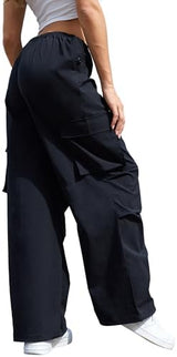 Cargo Pants Women Low Waisted Parachute Pants with Pockets Loose Baggy Hiking Pants Y2K Clothes