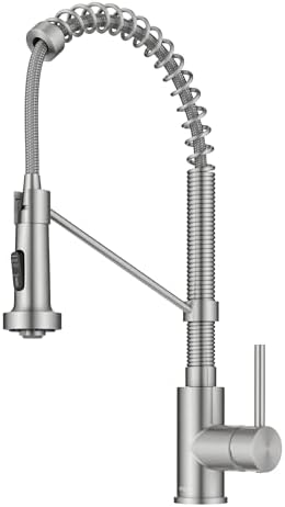 KRAUS Bolden Commercial Style 2-Function Single Handle Pull Down Kitchen Faucet in Stainless Steel, KPF-1610SS