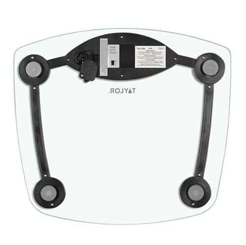 Taylor Digital Bathroom Scale, Highly Accurate Body Weight Scale, Instant On and Off, 400 lb, Sturdy Clear Glass with Chrome Finish Base