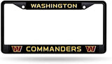Rico Industries NFL Football Primary Black Chrome Frame with Plastic Inserts 12" x 6" Car/Truck Auto Accessory
