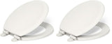 KOHLER Stonewood Quiet-Close, Round Toilet Seat Soft Close, Durable Wood, Easy Installation, Universal Fit, Home Essentials, Biscuit Finish, K-20467-96 (Pack of 2)