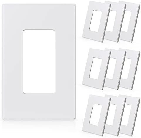 ELEGRP 1-Gang Screwless Decorative Wall Plates, Mid-Size Unbreakable Thermoplastic Faceplate Cover for Decorator Receptacle Outlet Switch, UL Listed (10 Pack, Matte White)