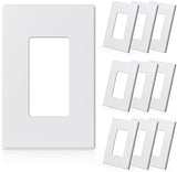 ELEGRP 1-Gang Screwless Decorative Wall Plates, Mid-Size Unbreakable Thermoplastic Faceplate Cover for Decorator Receptacle Outlet Switch, UL Listed (10 Pack, Matte White)