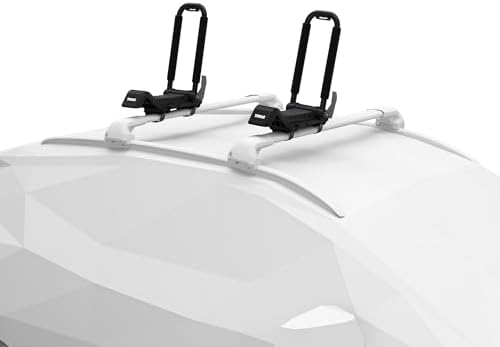 Thule Hull-a-Port XTR - Kayak j-style roof rack - Carry up to 2 kayaks - Folds flat - Pre-assembled - Locks to roof rack - Universal mounting up to 80.5mm wide load bars