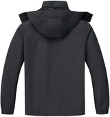 ELLSWOS Men's Waterproof Raincoat Lightweight Rain Jacket with Detachable Hood Softshell Windbreakerl for Hiking Travel