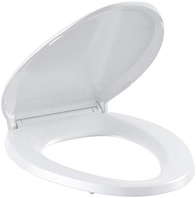 KOHLER K-4636-0 Cachet Elongated, Grip-Tight Bumpers, Quiet-Close Release Hinges, Quick-Attach Hardware, No Slam Toilet Seat, White