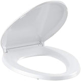 KOHLER K-4636-0 Cachet Elongated, Grip-Tight Bumpers, Quiet-Close Release Hinges, Quick-Attach Hardware, No Slam Toilet Seat, White