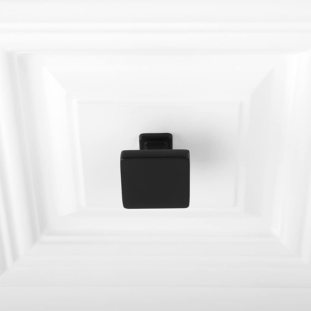 KOOFIZO 10 Pack Black Cabinet Knobs Matte Black Drawer Knobs K08 Square Single Hole Cabinet Pulls for Cabinets Drawer Dresser Cupboard Bedroom Closet Bathroom Vanity