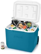 Coleman Chiller Series 60qt Wheeled Portable Cooler Insulated Hard Cooler with Ice Retention & Heavy-Duty Wheels & Handle Great for Camping Tailgating Beach Picnic Groceries Boating & More