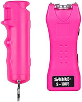 SABRE Pepper Spray & 2-in-1 Stun Gun with Flashlight, Self Defense Kit, Fast Flip Top Safety, Finger Grip for Better & Faster Aim, Painful 1.60 µC Charge, 120 Lumen LED Light, Rechargeable, 0.54 fl oz