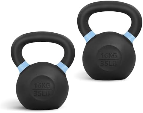 Yes4All Powder Coated Cast Iron Kettlebell Strength Training Kettlebells Weight Set for Full Body Workout, Home Gym