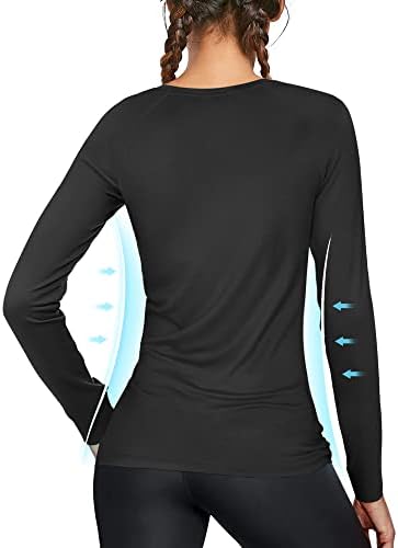 isnowood Women's Sun Protection Long Sleeve Shirts, UPF 50+ UV Rash Guard Swim Shirt, Workout Hiking Running Athletic Tops