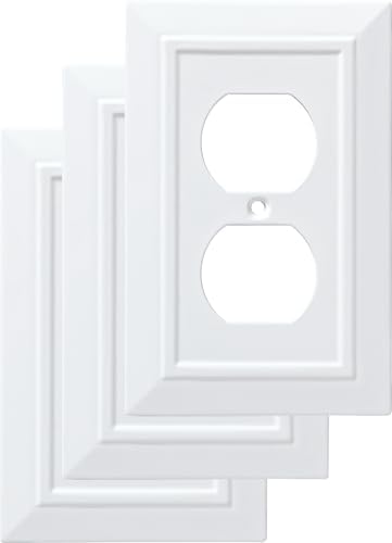 Franklin Brass Classic Architecture (3-Pack) Outlet Covers Pure White 1-Gang Wall Plate Single Duplex Switch Plates Electrical Guard W35242V-PW-C