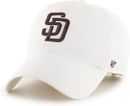 47 MLB White Team Color Primary Logo Clean Up Adjustable Strap Hat Cap, Adult One Size Fits All