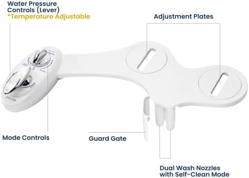 LUXE Bidet NEO 320 - Hot and Cold Water, Self-Cleaning, Dual Nozzle, Non-Electric Bidet Attachment for Toilet Seat, Adjustable Water Pressure, Rear and Feminine Wash, Lever Control (White)