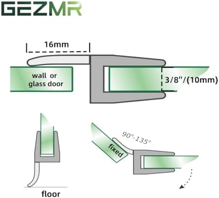 4-Pack Frameless Shower Door Side Seal Strip Shower Door Bottom Seal Shower Door Sweep for 3/8 Inch Thick Glass, Vertical H-Type Glass Door Seal Stop Leaks. (4-Pack x 45" Length)