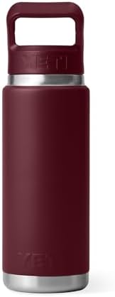 YETI Rambler 26 oz Bottle, Vacuum Insulated, Stainless Steel with Color Matching Straw Cap