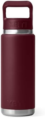 YETI Rambler 26 oz Bottle, Vacuum Insulated, Stainless Steel with Color Matching Straw Cap