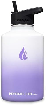 HYDRO CELL Stainless Steel Insulated Water Bottle with Straw - For Cold & Hot Drinks - Metal Vacuum Flask with Screw Cap and Modern Leakproof Sport Thermos for Adults (Lavender/White 64oz)