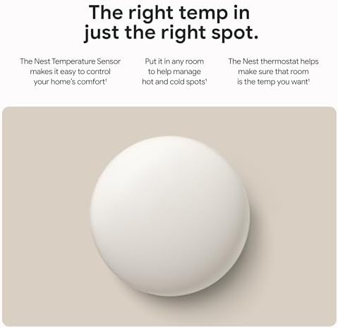 Google Nest Temperature Sensor (2nd Gen) - Room Comfort Sensor with Scheduling - Works with The Nest Learning Thermostat (3rd and 4th Gen) and Nest Thermostat E - Porcelain, White