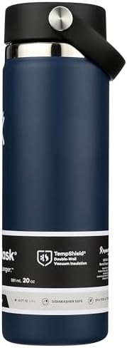 Hydro Flask Wide Mouth vacuum insulated stainless steel water bottle with leakproof closeable lid for cold water drinks, sports, travel, car and school