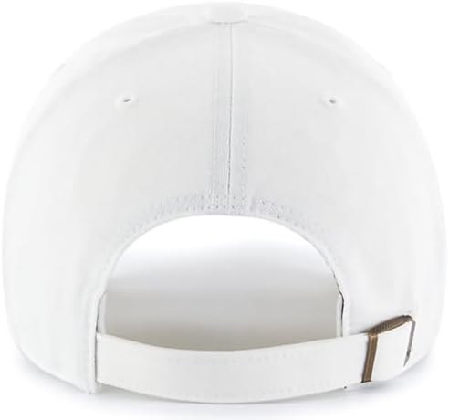 47 Brand MLB White White Primary Logo Clean Up Adjustable Baseball Cap Hat, Adult One Size Fits All