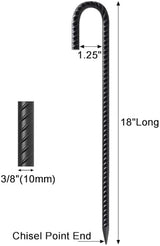 VVOKGO 18 Inch Ground Rebar Stakes, 16Pcs J Hook Extra Heavy Duty Rust Proof Coated Steel Ground Anchors with Chisel Point End for Camping Tent Canopy and Link Fence