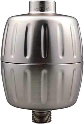 AquaBliss HEAVY DUTY Shower Filter – Latest Superior Advanced 30x Filtration - Universal Multi-Stage Shower Head Filter Reduces Chemicals, Chlorine & Odors - Brushed Nickel (SF500)