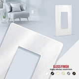 ENERLITES Screwless Decorator Wall Plate Child Safe Outlet Cover, Gloss Finish, Medium Size 1-Gang 4.88" H x 3.11" L, Unbreakable Polycarbonate Thermoplastic, SI8831M-W-10PCS, White