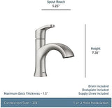 Moen 84346SRN Karis Spot Resist Brushed Nickel One-Handle Single Hole Bathroom Sink Faucet with Optional Deck Plate
