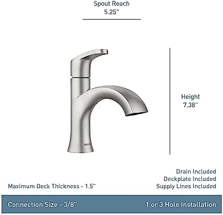 Moen Karis Chrome One-Handle Single Hole Bathroom Sink Faucet with Optional Deckplate, 84346