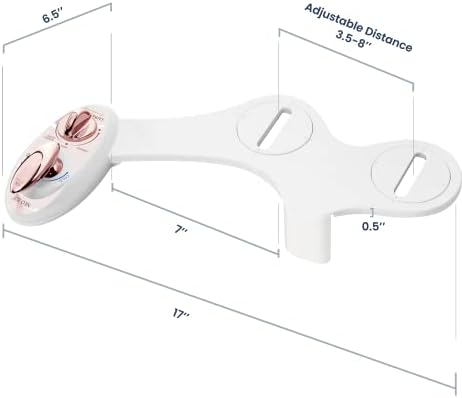 LUXE Bidet NEO 320 - Hot and Cold Water, Self-Cleaning, Dual Nozzle, Non-Electric Bidet Attachment for Toilet Seat, Adjustable Water Pressure, Rear and Feminine Wash, Lever Control (Rose Gold)