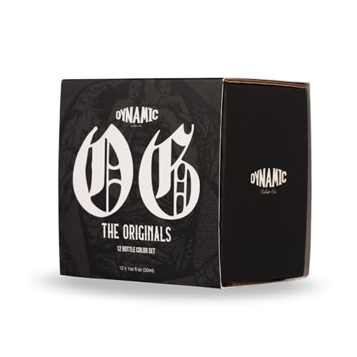 Dynamic Color Co - OG Color Ink Set, 12 Bottles (1 oz Each) Includes: (Burgundy Red, Chinese Red, Fire Red, Green, Blue, Orange, White, Canary Yellow, Brown, Magenta, Violet, and Black)