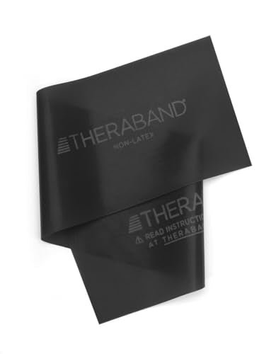 THERABAND Resistance Band 25 Yard Roll, Special Heavy Black Non-Latex Professional Elastic Bands For Upper & Lower Body Exercise, Physical Therapy, Pilates, & Rehab, Dispenser Box, Level 6