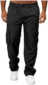 THWEI Mens Cargo Pants Casual Cotton Jogger Multi Pockets Outdoor Hiking Work Sweatpants