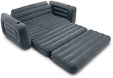 Intex Inflatable Pull-Out Sofa: Velvety Surface, 2-in-1 Valve, Cupholder, 46" x 88" x 26" - Blow-Up Couch and Folding Queen Size Air Mattress Bed
