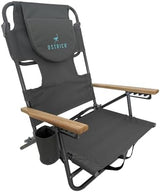 Ostrich Tommy "O" Midsize Face Down Backpack Beach Chair with Face Hole Portable Lounge Chair with Cup Holder Face Opening Lay Flat Tanning Chair with Armrests Face Down Reading, Gray