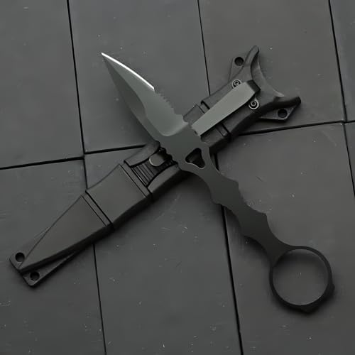 Portable Knife 6.7 Inch 440C Fixed Blade Outdoor Camping Portable Straight Knife With Kydex Sheath The Knife Comes In Black And White (Black)