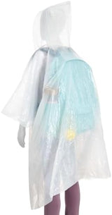 BLUE PANDA 20-Pack Disposable Rain Ponchos with Hood for Kids, Lightweight Emergency Plastic Poncho for Boys & Girls, Ideal for Outdoor Events, Travel, Camping, Hiking, and Festivals, White