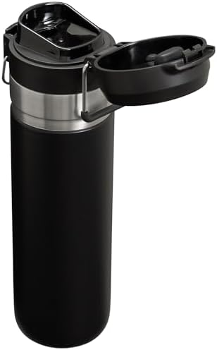 Stanley Quick Flip GO Water Bottle 24 oz | Push Button Lid | Leakproof and Packable for Travel and Sports | Insulated Stainless Steel | BPA-Free | Black 2.0